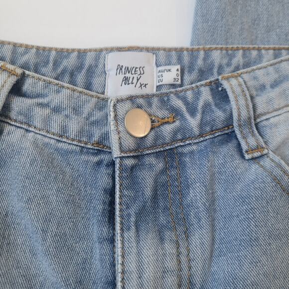 Princess Polly Distressed Raw Hem Skinny Jeans Size 0 Denim - Picture 2 of 9